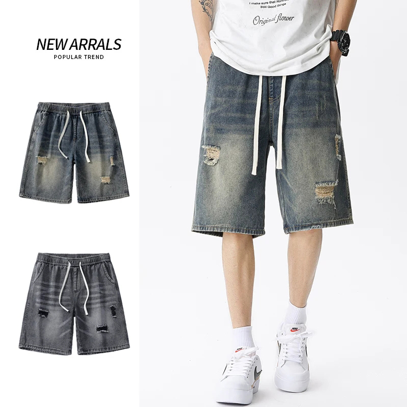 Men'S Shoes For Jeans - Yaz ince Denim şort erkek Retro
