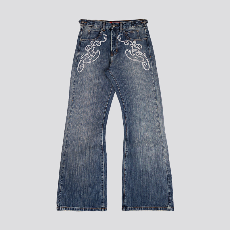 Men Shoes Jeans - Y2k Mavi Açılı Bootcut Kot Vintage