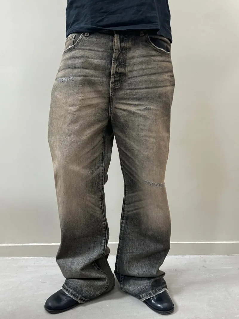 Men Shoes Jeans - Güneşte Solmuş, Yıkanmış, Eskitilmiş, Kenarları İşlenmemiş,