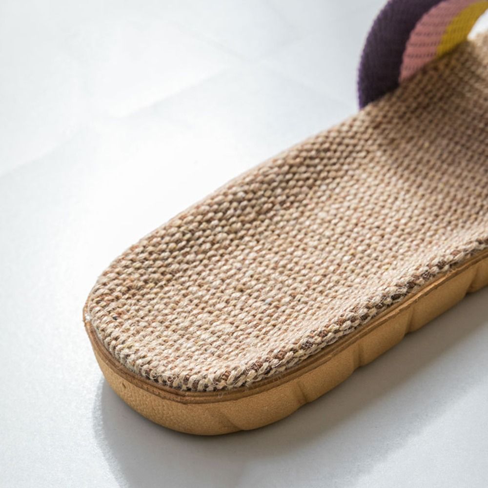 Men'S Shoes In Fashion - Etnik Tarz Keten Çapraz Terlikler Keten